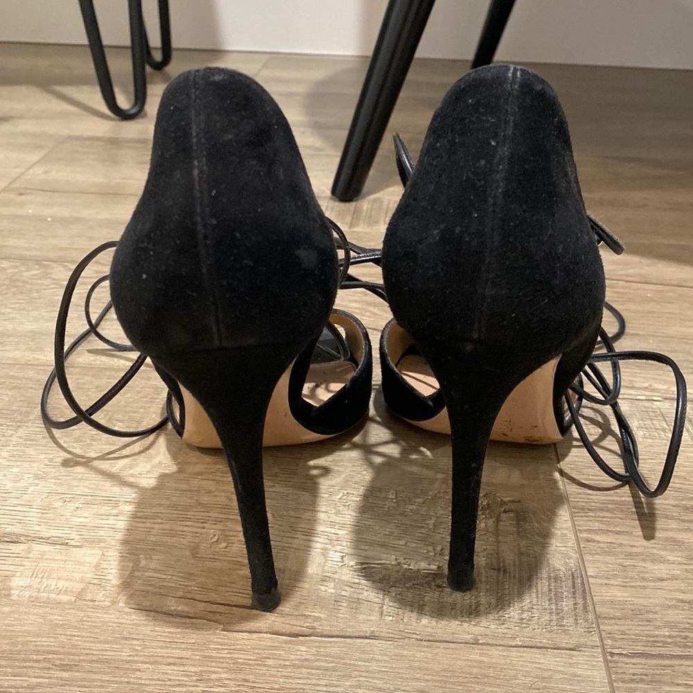 Gianvitto Rossi Lace Up Suede Heels - Picture 4 of 8